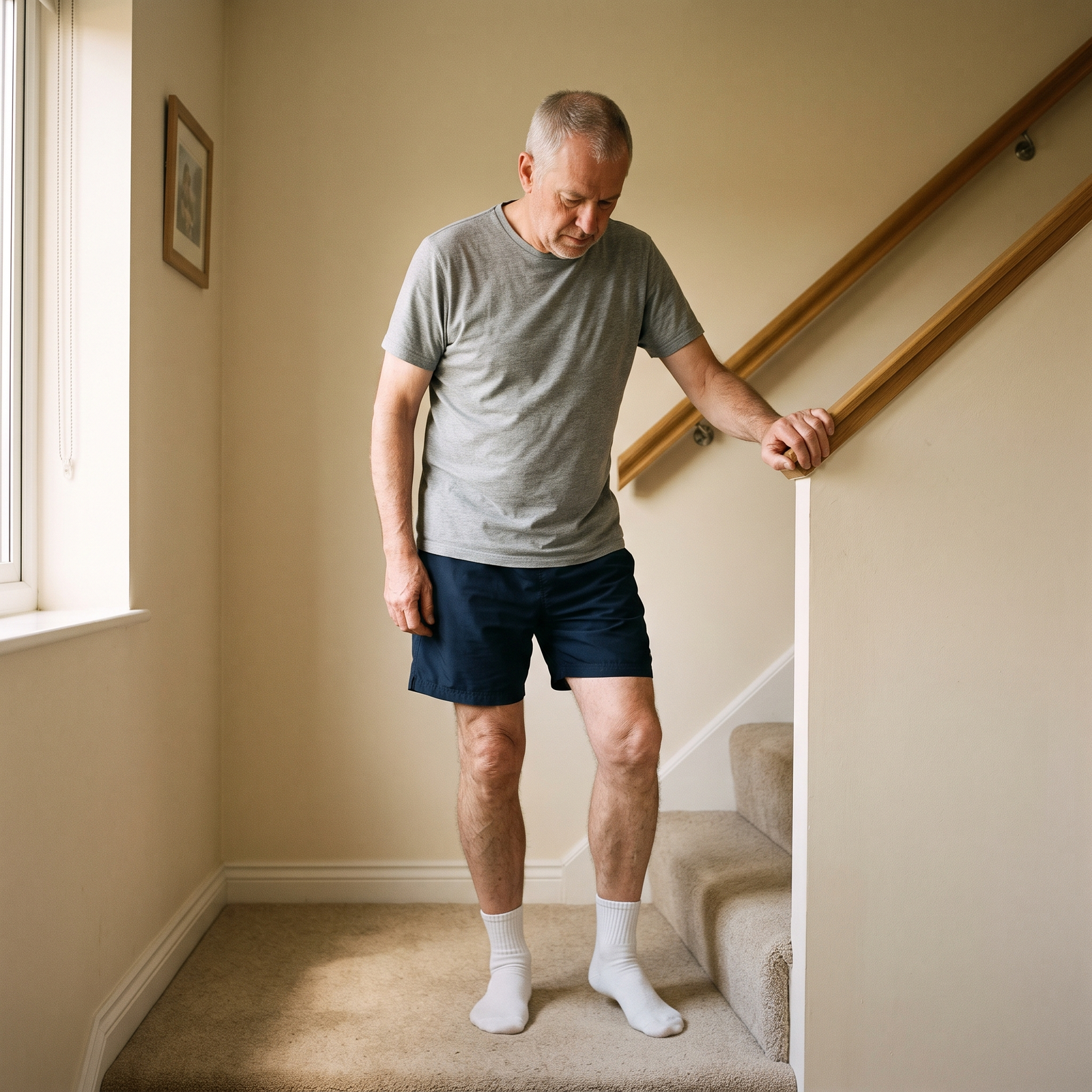 Before — stiff, wobbly knee