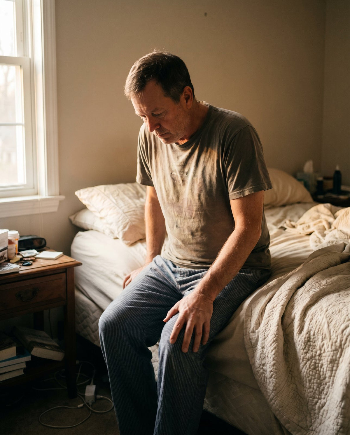 Man resting a sore knee