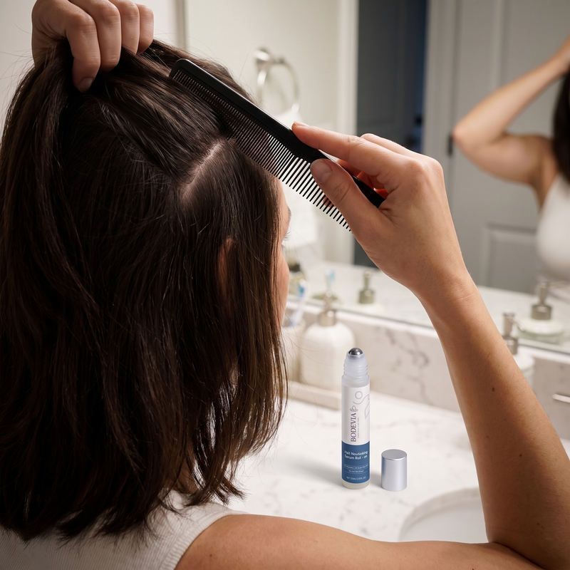 step 1 photo - parting hair to expose scalp