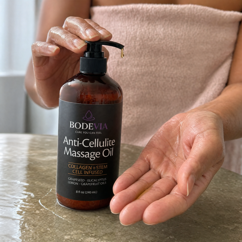 step photo — applying oil to skin