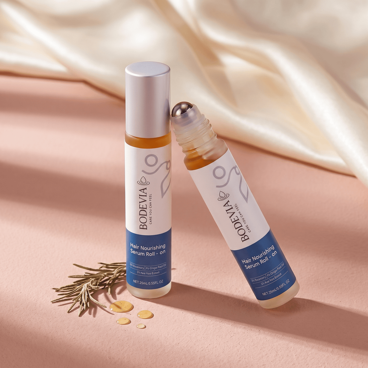 Rosemary Hair Nourishing Serum Roll-On Growth Roller Increase Hair Density Nourish Improves Scalp Health Hair Essence Care 25Ml - Bodevia